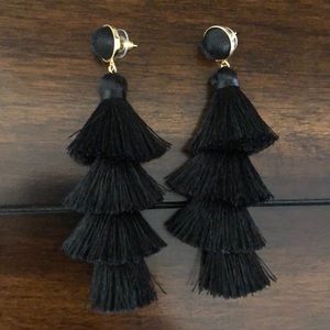 Black Tassel Fringe Earrings
